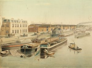 Het Canal Saint-Martin, detail van de schepen, 1889